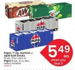 Albertsons Pepsi, 7-Up, Sunkist or A&W Soft Drinks offer