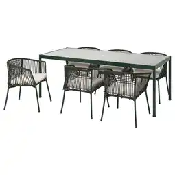 Ikea SegerÖn Table+6 armchairs, outdoor, dark green/frösön/duvholmen beige, 83 1/2 offer