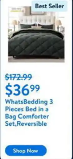 Walmart WhatsBedding 3 Pieces Bed in a Bag Comforter Set,Reversible offer