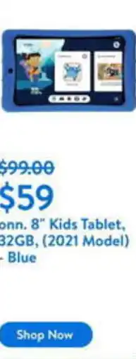 Walmart onn. 8" Kids Tablet, 32GB, (2021 Model) - Blue offer