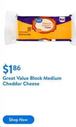 Walmart Great Value Block Medium Cheddar Cheese offer