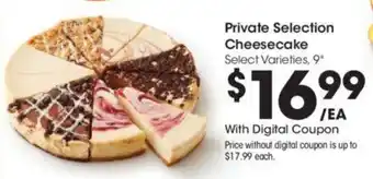 Kroger Private Selection Cheesecake offer