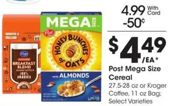 Kroger Post Mega Size Cereal offer