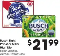 Kroger Busch Light, Pabst or Miller High Life Select Varieties, offer