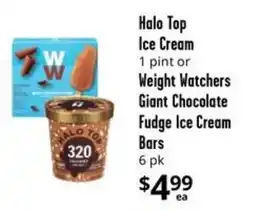 Halo Top Ice Cream Giant Chocolate Fudge Ice Cream Bars 6 pk