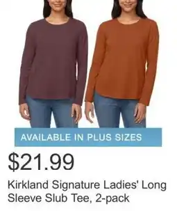 Costco Kirkland Signature Ladies' Long Sleeve Slub Tee, 2-pack offer