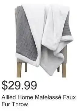Costco Allied Home Matelassé Faux Fur Throw offer