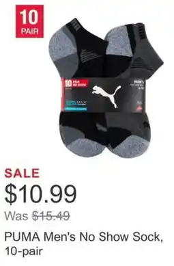 Costco PUMA Men's No Show Sock, 10-pair offer