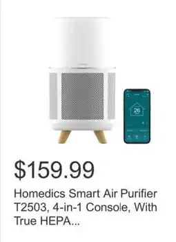 Costco Homedics Smart Air Purifier T2503, 4-in-1 Console, With True HEPA... offer