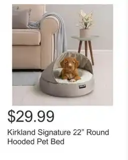 Costco Kirkland Signature 22" Round Hooded Pet Bed offer