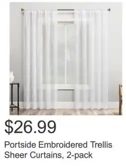Costco Portside Embroidered Trellis Sheer Curtains, 2-pack offer