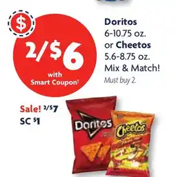 Family Dollar Doritos 6-10.75 oz. or Cheetos 5.6-8.75 oz offer