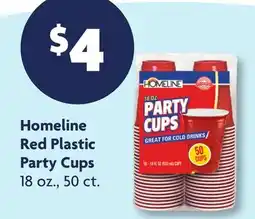 Family Dollar Homeline Red Plastic Party Cups offer