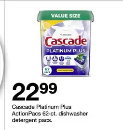 Target Cascade Platinum Plus ActionPacs 62-ct. dishwasher detergent pacs offer