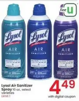 Albertsons Lysol Air Sanitizer Spray 10 oz, select varieties Limit 1 offer
