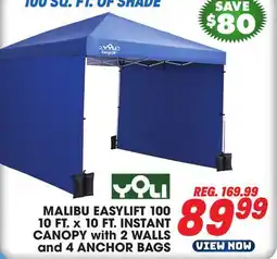 Big 5 Yoli Malibu EasyLift 100 10' x 10' Straight Leg Instant Canopy Value Pack offer