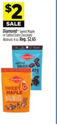 Dollar General Diamond Sweet Maple or Salted Dark Chocolate Walnuts offer
