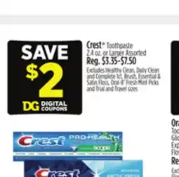 Dollar General Crest Toothpaste offer