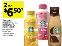 Dollar General Starbucks Frappuccino 13.7 oz. or Iced Latte 14 oz offer