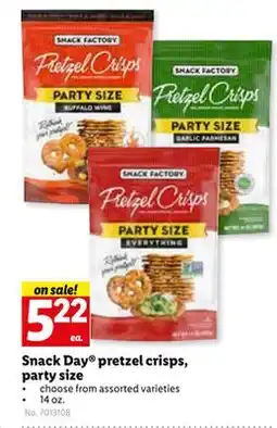 Lidl Snack Day pretzel crisps, party size offer
