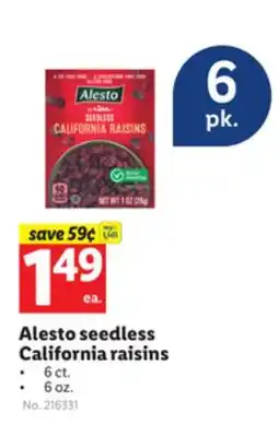 Lidl Alesto seedless California raisins offer