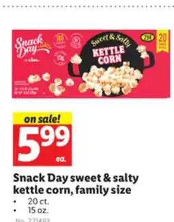 Lidl Snack Day sweet & salty kettle corn, family size offer