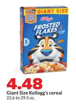 Hy-Vee Giant Size Kellogg's cereal offer