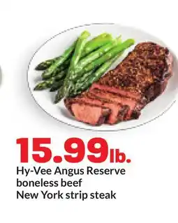 Hy-Vee Hy-Vee Angus Reserve boneless beef New York strip steak offer