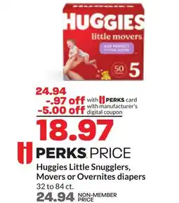 Hy-Vee Huggies Little Snugglers, Movers or Overnites diapers offer