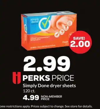 Hy-Vee Simply Done dryer sheets offer