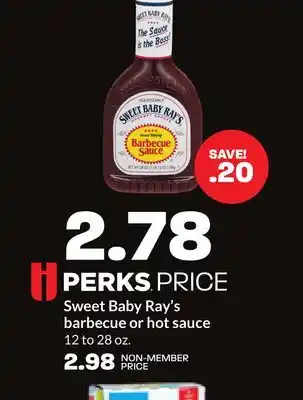 Hy-Vee Sweet Baby Ray's barbecue or hot sauce offer