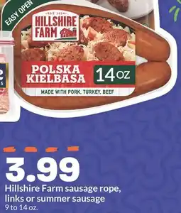 Hy-Vee Hillshire Farm sausage rope, links or summer sausage offer