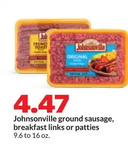 Hy-Vee Johnsonville ground sausage, breakfast links or patties offer