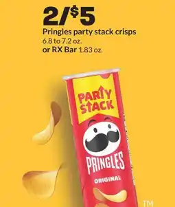 Hy-Vee Pringles party stack crisps 6.8 to 7.2 oz. or RX Bar 1.83 oz offer
