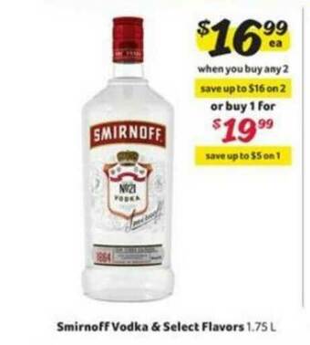 Winn Dixie Smirnoff Vodka & Select Flavors offer