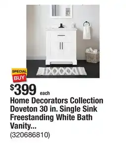 The Home Depot Home Decorators Collection Doveton 30 in. Single Sink Freestanding White Bath Vanity with White Engineered Marble Top (Fully offer