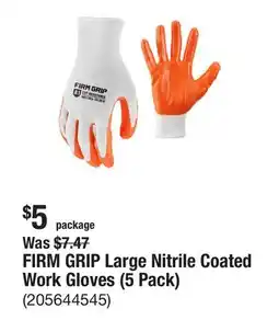 The Home Depot FIRM GRIP Large Nitrile Coated Work Gloves (5 Pack) offer