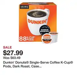 Office Depot Dunkin' Donuts Single-Serve Coffee K-Cup Pods, Dark Roast, Case Of 88 K-Cup Pods offer