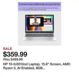 Office Depot HP 15-fc0013od Laptop, 15.6 Screen, AMD Ryzen 3, AI Enabled, 8GB Memory, 256GB Solid State Drive, Wi-Fi 6, Windows 11 Home offer
