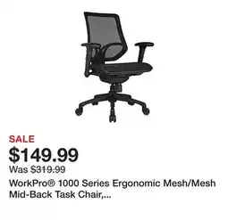 Office Depot WorkPro 1000 Series Ergonomic Mesh/Mesh Mid-Back Task Chair, Black/Black, BIFMA Compliant offer