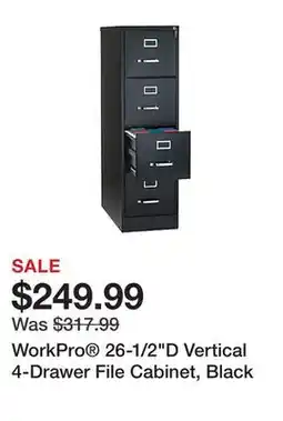 Office Depot WorkPro 26-1/2D Vertical 4-Drawer File Cabinet, Black offer