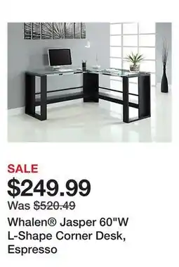 Office Depot Whalen Jasper 60W L-Shape Corner Desk, Espresso offer