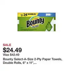 Office Depot Bounty Select-A-Size 2-Ply Paper Towels, Double Rolls, 6 x 11, White, 90 Sheets Per Roll, Pack Of 12 Rolls offer