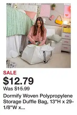 Office Depot Dormify Woven Polypropylene Storage Duffle Bag, 13H x 29-1/8W x 14-1/4D, White offer