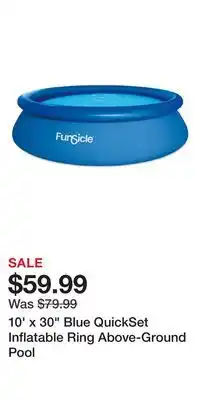 Big Lots 10' x 30 Blue QuickSet Inflatable Ring Above-Ground Pool offer