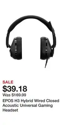 Game Stop EPOS H3 Hybrid Wired Closed Acoustic Universal Gaming Headset offer