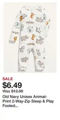 Old Navy Old Navy Unisex Animal-Print 2-Way-Zip Sleep & Play Footed One-Piece for Baby offer