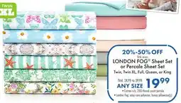 Boscov's LONDON FOG Sheet Set or Percale Sheet Set offer