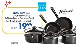Boscov's KITCHENWORKS 8-Piece Black Carbon-Steel Non-Stick Cookware Set offer