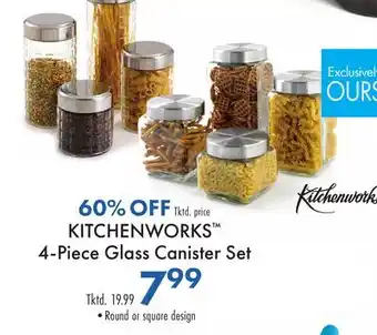 Boscov's KITCHENWORKS 4-Piece Glass Canister Set offer